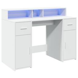 Berkfield Home Soft Desk with LED Lights White 120x55x91 cm Engineered Wood - Size: 120 x 55 x 91 cm - thumbnail 1