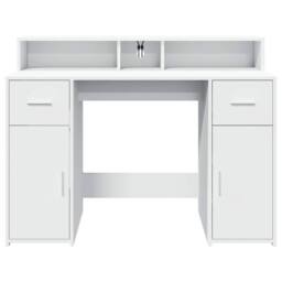 Berkfield Home Soft Desk with LED Lights White 120x55x91 cm Engineered Wood - Size: 120 x 55 x 91 cm - thumbnail 6
