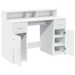 Berkfield Home Soft Desk with LED Lights White 120x55x91 cm Engineered Wood - Size: 120 x 55 x 91 cm - thumbnail 9