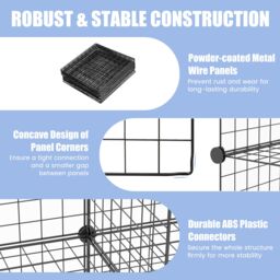 Costway 12 Cube Storage Shelf Rack DIY Wire Grid Bookcase Display Cabinet Organiser in Black - thumbnail 3