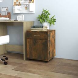 Berkfield Home Rolling Cabinet Smoked Oak 45x38x54 cm Engineered Wood in Brown - Size: 45 x 38 x 54 cm - thumbnail 2