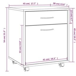 Berkfield Home Rolling Cabinet Smoked Oak 45x38x54 cm Engineered Wood in Brown - Size: 45 x 38 x 54 cm - thumbnail 8