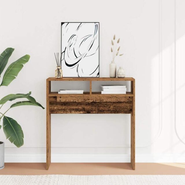 Berkfield Home Console Table Old Wood 78x30x80 cm Engineered Wood in Brown - Size: 78 x 30 x 80 cm - image 1