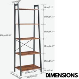Rafaelo Mobilia 6 Tier Free Standing Bookcase Shelf For Living Room Storage in Brown - thumbnail 6