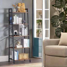 Rafaelo Mobilia 6 Tier Free Standing Bookcase Shelf For Living Room Storage in Brown - thumbnail 3