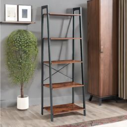 Rafaelo Mobilia 6 Tier Free Standing Bookcase Shelf For Living Room Storage in Brown - thumbnail 4