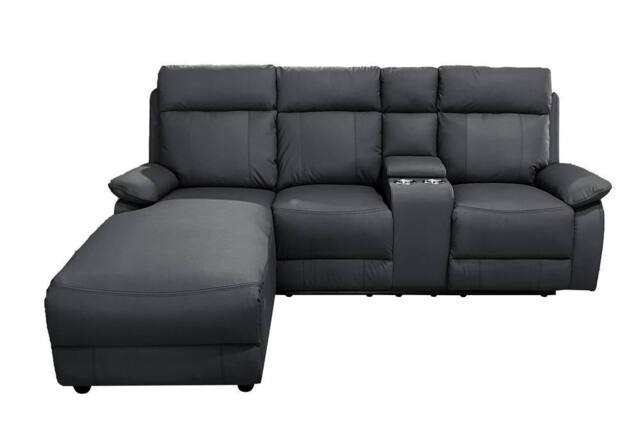 DS Living Sorento Recline Right Hand Corner Leather 3 Seater Sofa in Black - image 1