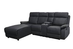 DS Living Sorento Recline Right Hand Corner Leather 3 Seater Sofa in Black - thumbnail 2
