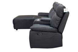 DS Living Sorento Recline Right Hand Corner Leather 3 Seater Sofa in Black - thumbnail 4