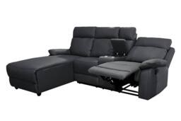 DS Living Sorento Recline Right Hand Corner Leather 3 Seater Sofa in Black - thumbnail 6