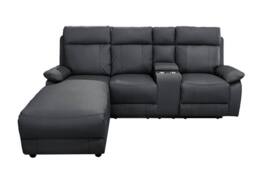 DS Living Sorento Recline Right Hand Corner Leather 3 Seater Sofa in Black - thumbnail 1