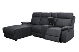 DS Living Sorento Recline Right Hand Corner Leather 3 Seater Sofa in Black - thumbnail 3