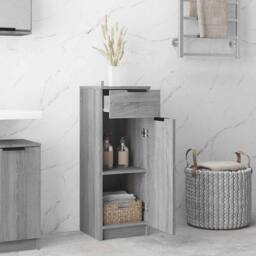 Berkfield Home Classic Bathroom Cabinet Grey Sonoma 32x34x90 cm Engineered Wood - Size: 32 x 34 x 90 cm - thumbnail 1