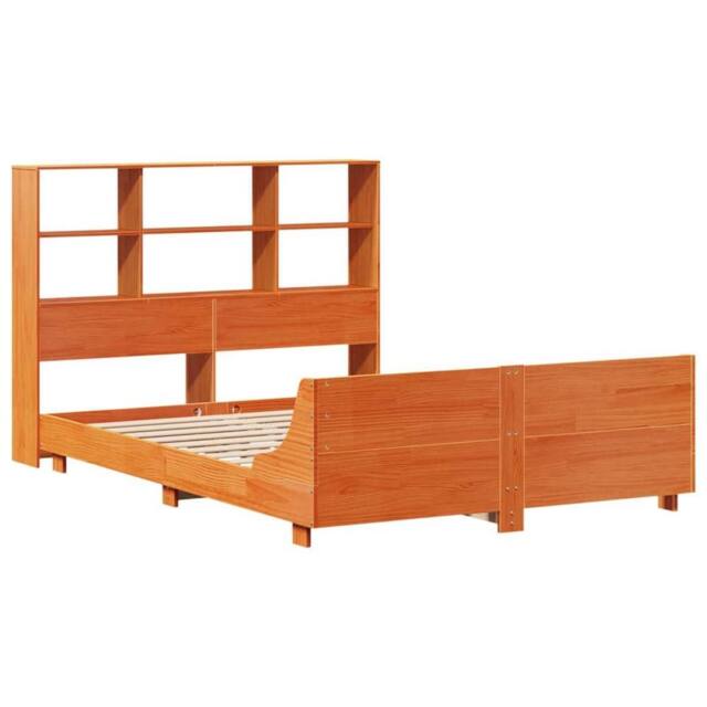 Berkfield Home Full Bed Frame Frame Wax Brown 150x200 cm King Size Solid Wood Pine - image 1