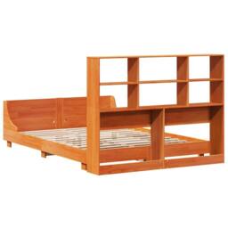 Berkfield Home Full Bed Frame Frame Wax Brown 150x200 cm King Size Solid Wood Pine - thumbnail 8