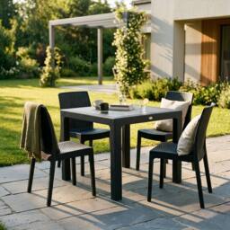 Harbour Housewares 5pc Noble Patio Dining Set - Garden Table Furniture Chairs & Table Set in Black - thumbnail 6