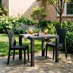 Harbour Housewares 5pc Noble Patio Dining Set - Garden Table Furniture Chairs & Table Set in Black - thumbnail 7