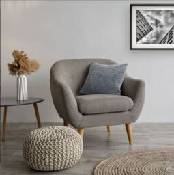 New Edge Blinds Millie Collection Soft Velvet Cushion Cover in Grey - Size: 43 cm x 43 cm - thumbnail 2