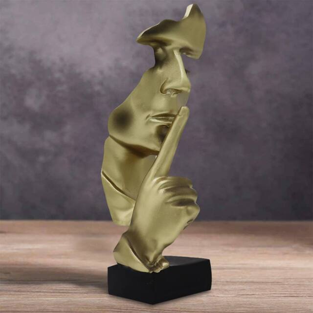 Huhote Resin Thinker Ponder Abstract Art Sculpture Home Office Desk Decor in Gold - image 1