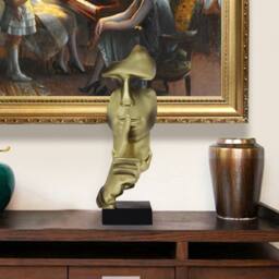 Huhote Resin Thinker Ponder Abstract Art Sculpture Home Office Desk Decor in Gold - thumbnail 5