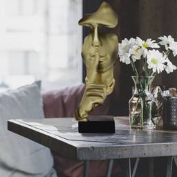 Huhote Resin Thinker Ponder Abstract Art Sculpture Home Office Desk Decor in Gold - thumbnail 7