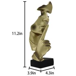 Huhote Resin Thinker Ponder Abstract Art Sculpture Home Office Desk Decor in Gold - thumbnail 6