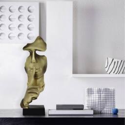 Huhote Resin Thinker Ponder Abstract Art Sculpture Home Office Desk Decor in Gold - thumbnail 4