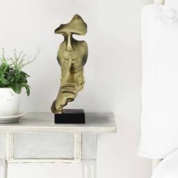 Huhote Resin Thinker Ponder Abstract Art Sculpture Home Office Desk Decor in Gold - thumbnail 3