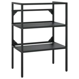 Berkfield Home Bathroom Washbasin Frame with Built-in Basin Black Iron - thumbnail 3