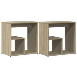 Berkfield Home Side Tables 2 pcs Sonoma Oak 50x30x50 cm Engineered Wood in Light Oak - Size: 50 x 30 x 50 cm - thumbnail 3