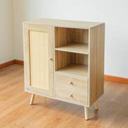 Abrihome Multifunctional Storage Rattan Side Cabinet, 2 Shelves & 2 Drawers in Natural - Size: 1 Pack