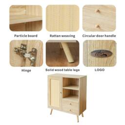 Abrihome Multifunctional Storage Rattan Side Cabinet, 2 Shelves & 2 Drawers in Natural - Size: 1 Pack - thumbnail 3