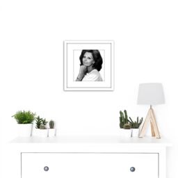 Artery8 Warren Portrait Actress Sophia Loren Photo 8X8 Inch Square Wooden Framed Wall Art Print Picture with Mount in White - thumbnail 2