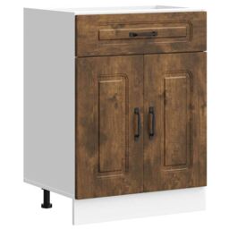 Berkfield Home Kitchen Base Cabinet Kalmar Smoked Oak Engineered Wood in Brown - thumbnail 2