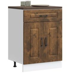 Berkfield Home Kitchen Base Cabinet Kalmar Smoked Oak Engineered Wood in Brown - thumbnail 1