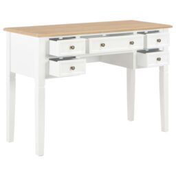 Berkfield Home Writing Desk White 109.5x45x77.5 cm Wood - thumbnail 2