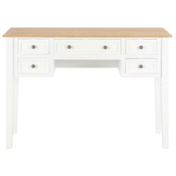 Berkfield Home Writing Desk White 109.5x45x77.5 cm Wood - thumbnail 3