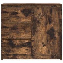 Berkfield Home Sideboard with Drawer Smoked Oak 71x35x65 cm Engineered Wood in Brown - Size: 71 x 35 x 65 cm - thumbnail 6