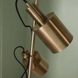 Ruma Antique Brass Metal Task Floor Lamp Dual Bulb Minimalist Light in Gold - thumbnail 4