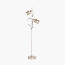 Ruma Antique Brass Metal Task Floor Lamp Dual Bulb Minimalist Light in Gold - thumbnail 3