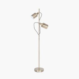 Ruma Antique Brass Metal Task Floor Lamp Dual Bulb Minimalist Light in Gold - thumbnail 1