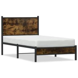 Berkfield Home Metal Bed Frame without Mattress Smoked Oak 75x190 cm Small Single in Brown - thumbnail 3