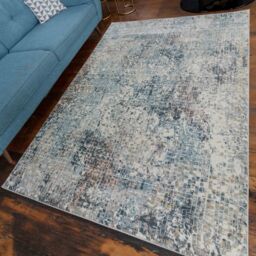 Kukoon Blue Grey Abstract Mosaic Pattern Soft Dense Pile Living Room Area Rug in Mid Blue - Size: 240 cm x 330 cm - thumbnail 4