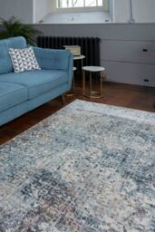 Kukoon Blue Grey Abstract Mosaic Pattern Soft Dense Pile Living Room Area Rug in Mid Blue - Size: 240 cm x 330 cm - thumbnail 1