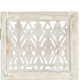 Berkfield Home Hand carved 5-Panel Room Divider White 200x165 cm Solid Mango Wood - thumbnail 3