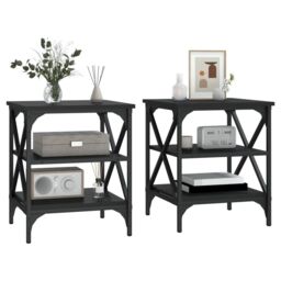 Berkfield Home Side Tables 2 pcs Black 40x42x50 cm Engineered Wood - Size: 40 x 42 x 50 cm - thumbnail 4