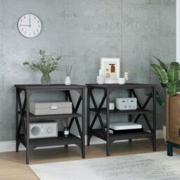 Berkfield Home Side Tables 2 pcs Black 40x42x50 cm Engineered Wood - Size: 40 x 42 x 50 cm - thumbnail 1