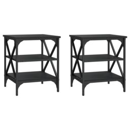 Berkfield Home Side Tables 2 pcs Black 40x42x50 cm Engineered Wood - Size: 40 x 42 x 50 cm - thumbnail 2
