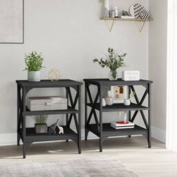 Berkfield Home Side Tables 2 pcs Black 40x42x50 cm Engineered Wood - Size: 40 x 42 x 50 cm - thumbnail 3