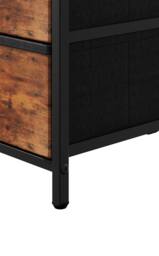 Living and Home Nightstand Bedside Table with Charging Station and LED Lights in Brown - thumbnail 9